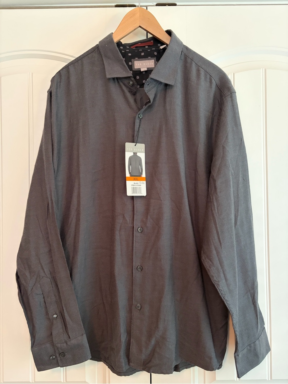 Ted Baker NWT Black Patterened Button Down Collared Men's Shirt Size 2XL